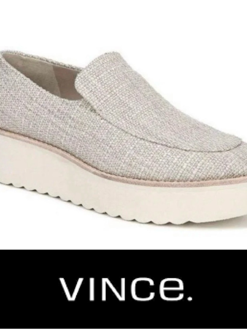 Vince Zeta Tweed Cream Textured Slip-On Platform Loafer